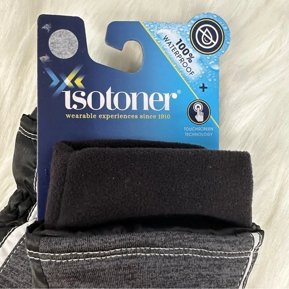 Isotoner Ski Gloves Waterproof Touchscreen Technology Palm Grips Black S/M NWT